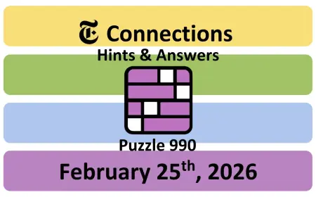 NYT Connections Hints and Answers Today — Wednesday, February 25, 2026 (Puzzle #990)