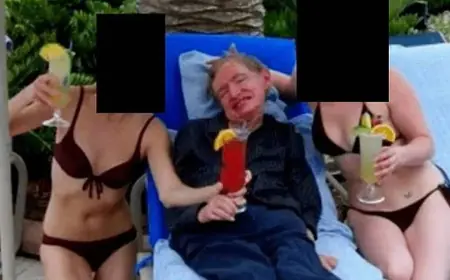 Stephen Hawking pictured in Epstein files: New photo shows physicist between two bikini-clad women
