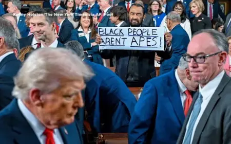 Al Green escorted out of State of the Union after holding 'Black people aren't apes' sign