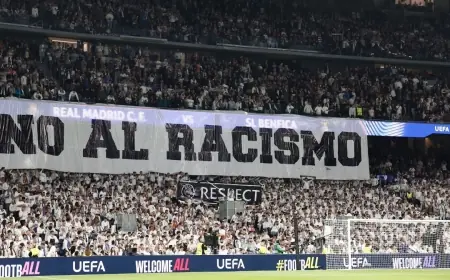 Real Madrid-Benfica: mosaico 'No al racismo', entreno y última hora del playoff