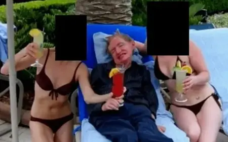 Stephen Hawking — stephen hawking pictured with bikini-clad women in Epstein files
