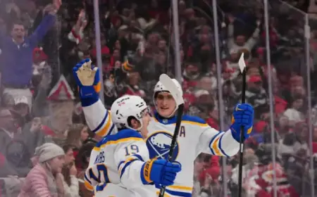 Thompson Stars With Goal, Assist as Sabres Defeat Devils