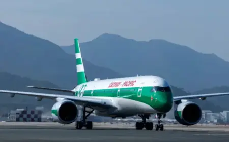 Retro Airbus A350 Lands in UK Celebrating Cathay Pacific’s 80th Anniversary