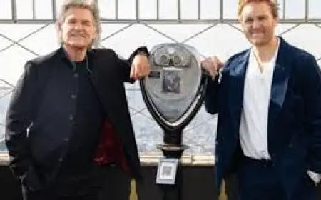 Wyatt Russell and Kurt Russell Visit the Empire State Building; wyatt russell Photographed at Landmark