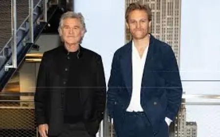 Kurt Russell and Wyatt Russell Visit the Empire State Building; wyatt russell appears in headline