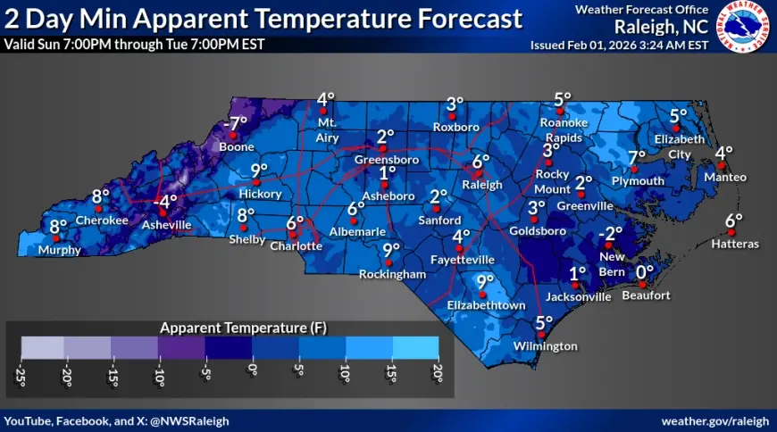 North Carolina weather: winter storm warning eases, cold lingers into Monday