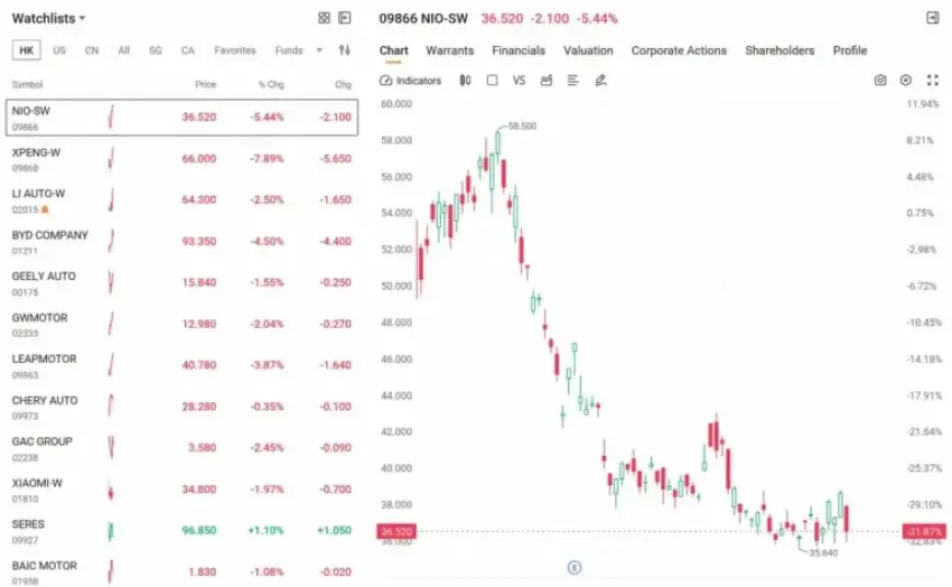 Hong Kong EV Stocks Drop Amid January Sales Slump