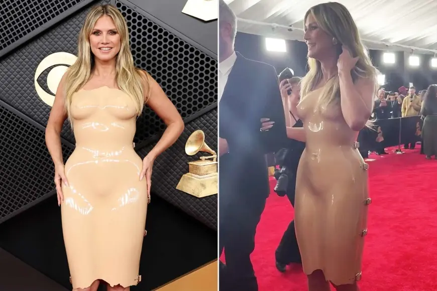 Heidi Klum Grammys 2026 dress sparks debate with “second-skin” latex look