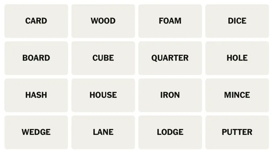 NYT Connections puzzle #968 leans into kitchen cuts and golf clubs