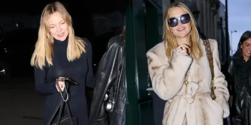 Kate Hudson Dazzles in Sheer Dress and Luxe Faux-Fur Coat in Paris
