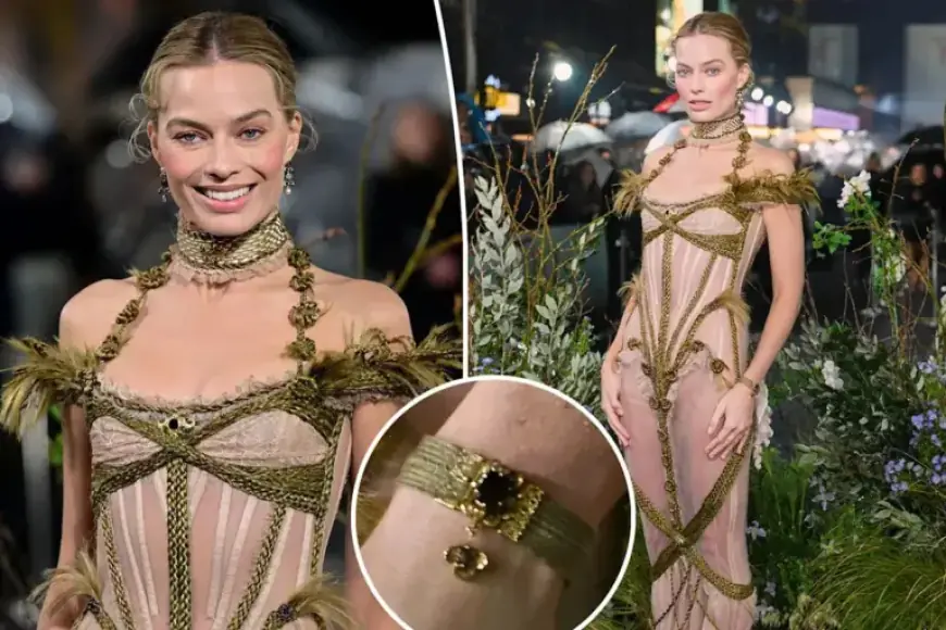 Margot Robbie Dons Brontë Sisters Hair Bracelet at ‘Wuthering Heights’ Premiere