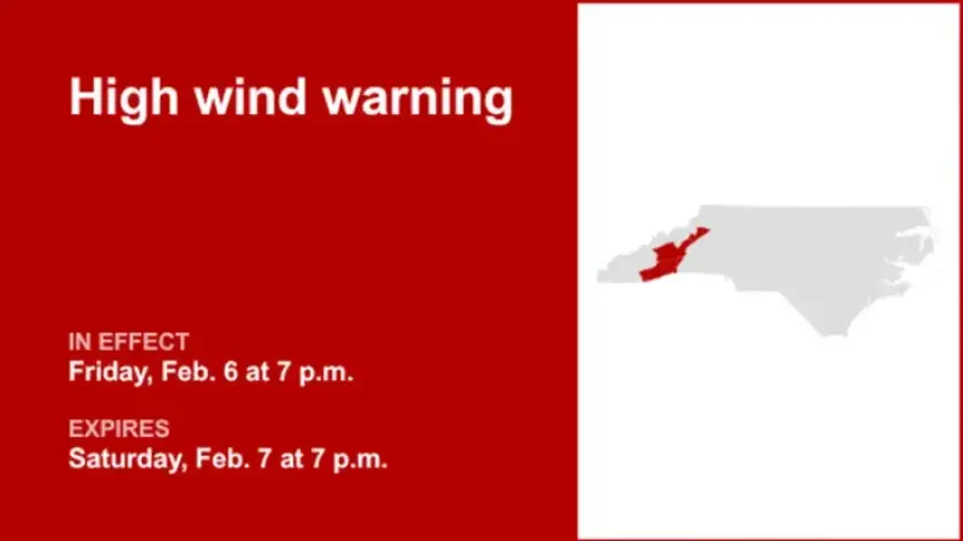High Wind Alert Issued for Western North Carolina Until Saturday Evening