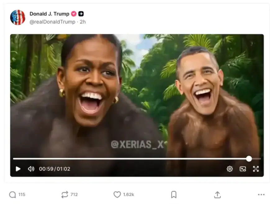 Donald Trump Shares Controversial Video Portraying Obamas as Monkeys