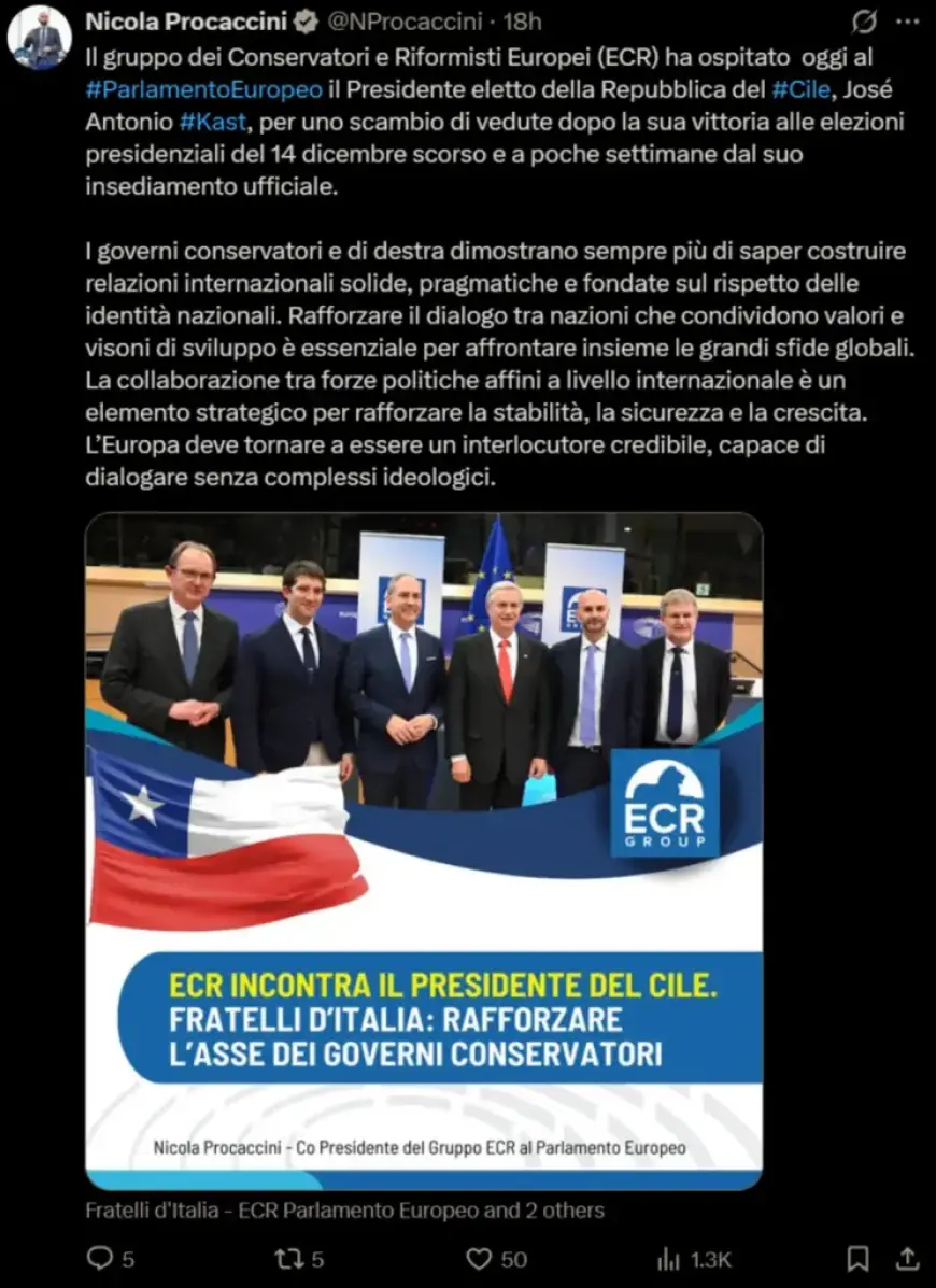 Procaccini Urges EU to Be Credible Partner Without Ideological Bias