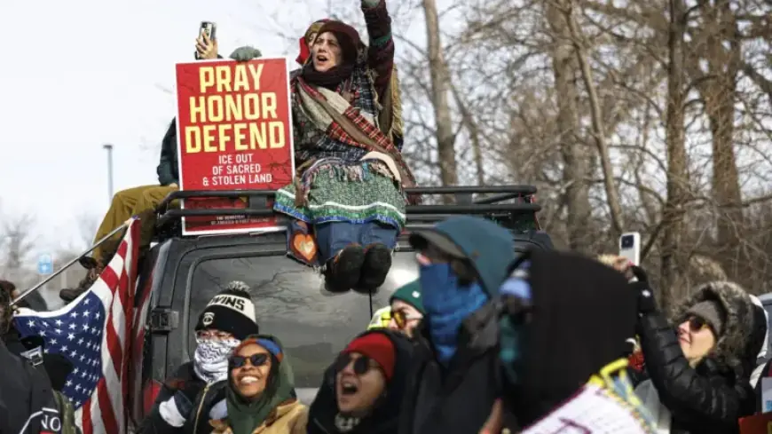 Indigenous Leaders Deliver Symbolic Eviction Notice to ICE in Demonstration