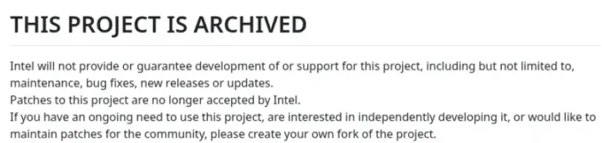 Intel Halts Multiple Open-Source Projects