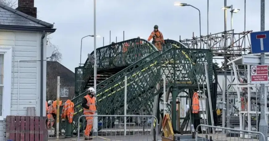 Railway Footbridge Removal Starts; Station Train Services Halted