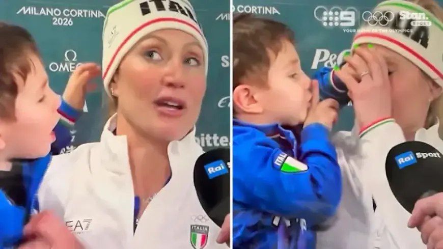 Child of Speed Skater Hilariously Interrupts Post-Win Interview
