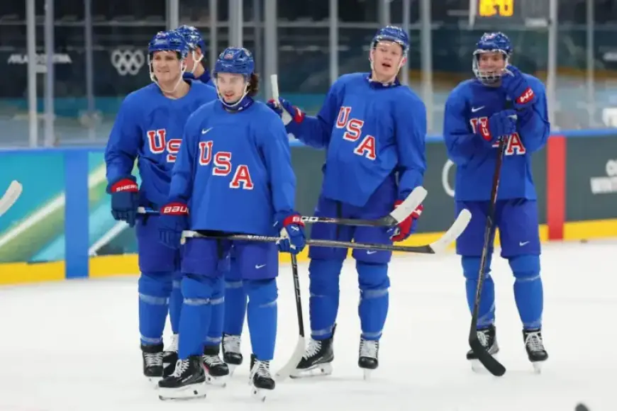 Team USA Debuts on Ice for First Men’s Olympic Hockey Practice