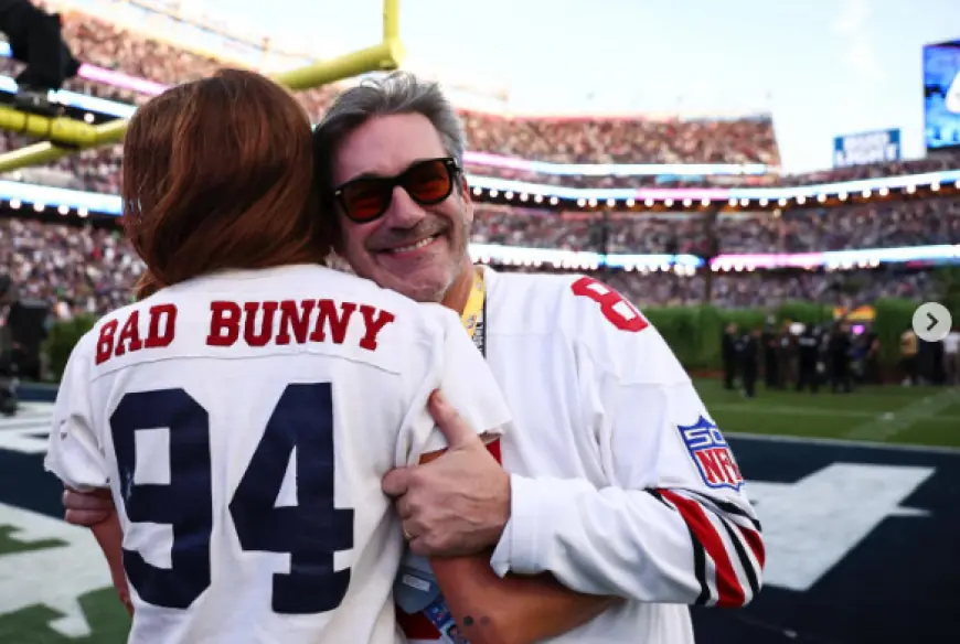 Jon Hamm’s “dad dance” moment at Super Bowl halftime show goes viral
