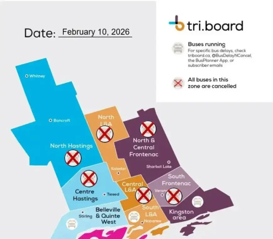 Belleville, Quinte West, PEC Buses Operate; Cancellations Hit Other Areas