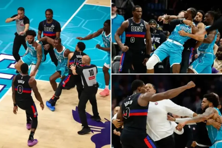 Four Players Ejected in Intense Pistons-Hornets Brawl
