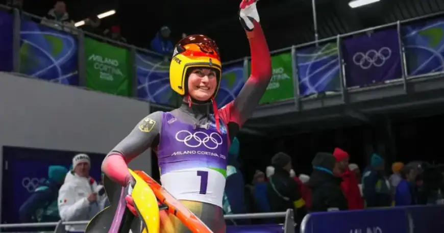 Julia Taubitz Leads, Merle Fraebel Follows in Olympic Women’s Luge Race