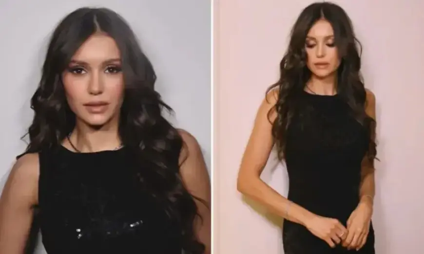 Nina Dobrev Stuns in Elegant Black Dress and Glamorous Makeup on Instagram