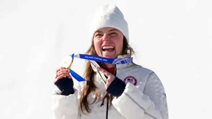 Breezy Johnson Claims Olympic Downhill Gold, Breaks Her Medal