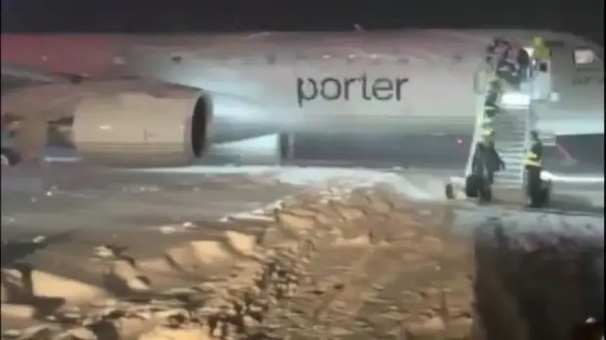 Porter Airlines Plane Skids Off Halifax Tarmac Amid Heavy Snowfall