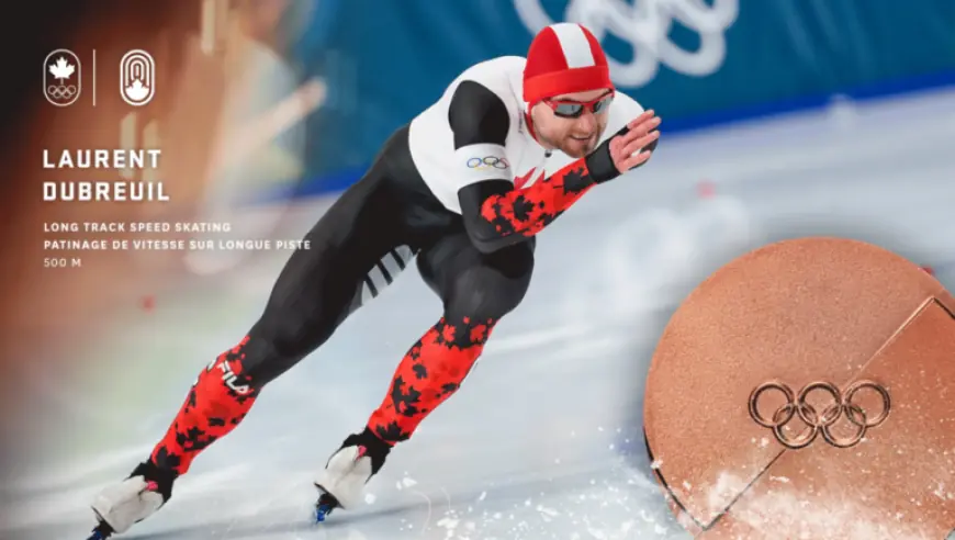Laurent Dubreuil Wins Bronze in Long Track Speed Skating 500m Event