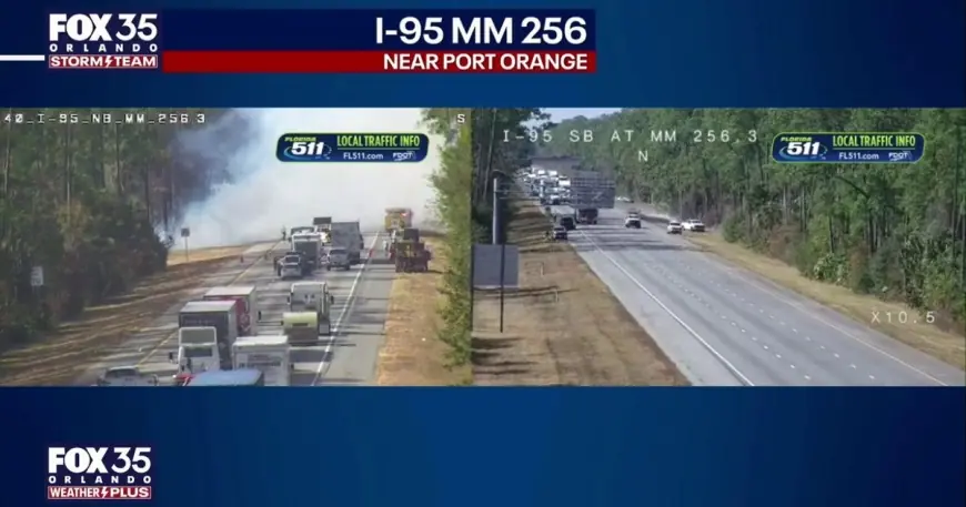 Orlando fire shuts I‑95 near Port Orange; northbound lanes blocked