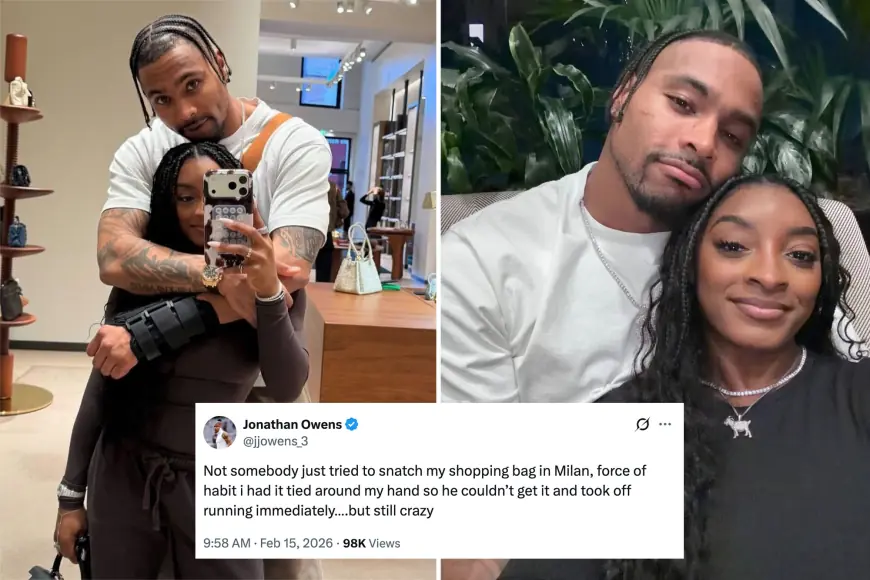 Simone Biles’ husband Jonathan Owens says he was nearly robbed while in Milan for Winter Olympics
