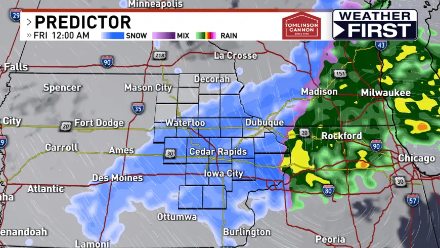 winter storm warning: Heavy snow returns to eastern Iowa Thursday as 6–8+ inch bullseye remains possible