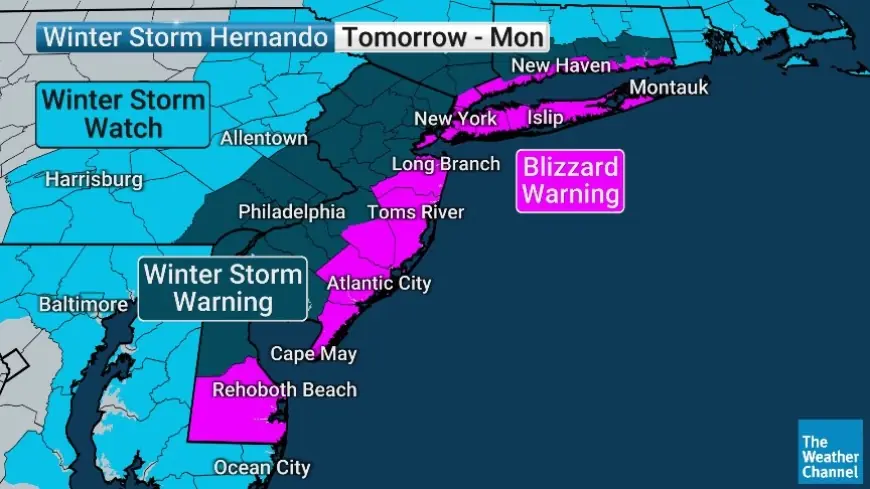 Blizzard Warning, Winter Storm Watch and Winter Storm Warning: Snow Storm Weather Forecast for NYC as Heavy Snow Targets Sunday Into Monday