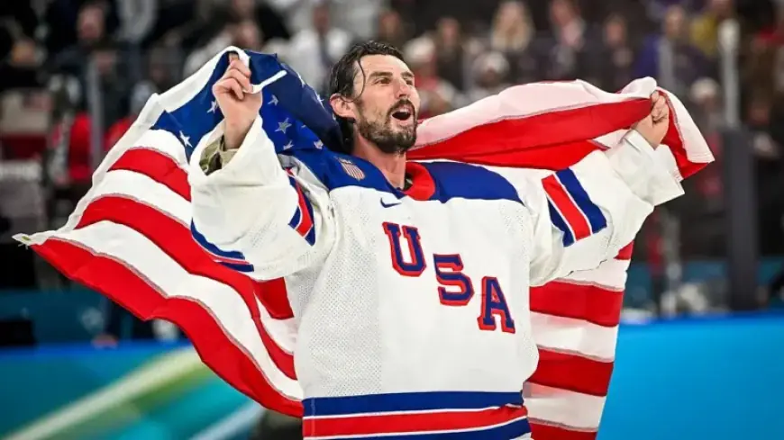 Olympic Hero Connor Hellebuyck Displays ‘Secretary of Defense’ Plaque En Route to White House