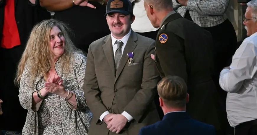 National Guard Families Present as Andrew Wolfe Receives Purple Heart at State of the Union