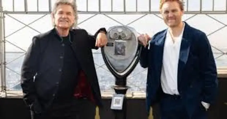 Wyatt Russell and Kurt Russell Visit the Empire State Building; wyatt russell Photographed at Landmark