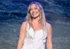 Hilary Duff Dazzles in Sheer Gown with Bold Slit on Tonight Show
