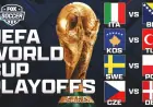 Italy, Türkiye, Sweden Pursue UEFA World Cup Playoff Victories Live