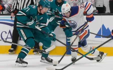 Shakir Mukhamadullin’s third-period goal lifts Sharks to 5-4 win over Oilers