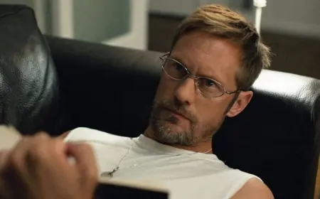 Alexander Skarsgård’s Little Glasses Draw Notice in Pillion