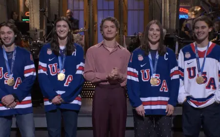 Connor Storrie survives his big ‘SNL’ test as Olympic hockey stars interrupt connor storrie monologue
