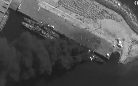 Jamaran Class Corvette Said Struck and Seen Sinking as Satellite Imagery Shows Iranian Warship Burning Pierside