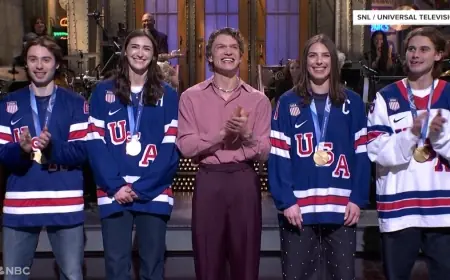 Connor Storrie Welcomes Team USA Hockey Stars on Snl