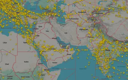 Flight radar spikes as Gulf airspace shuts down, grounding Qatar Airways and disrupting Emirates
