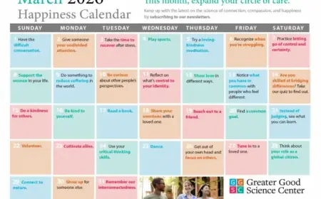 March 2026 Happiness Calendar: Boost Your Joy