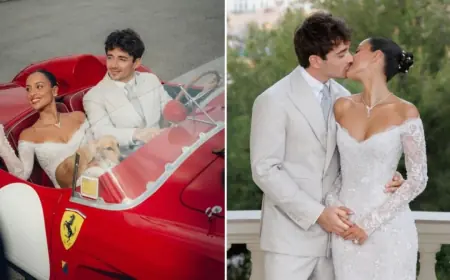 Charles Leclerc Drives Xe Ferrari 250 Testa Rossa From Civil Wedding in Monaco