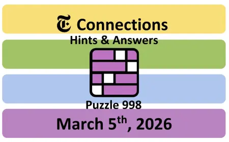 NYT Connections Hints Today — March 5, 2026: Puzzle #998 Answers