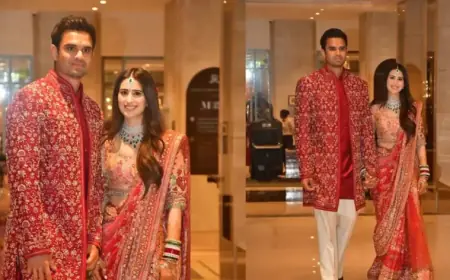 Arjun Tendulkar, Saaniya Chandhok Dazzle in Coordinated Red Wedding Attire